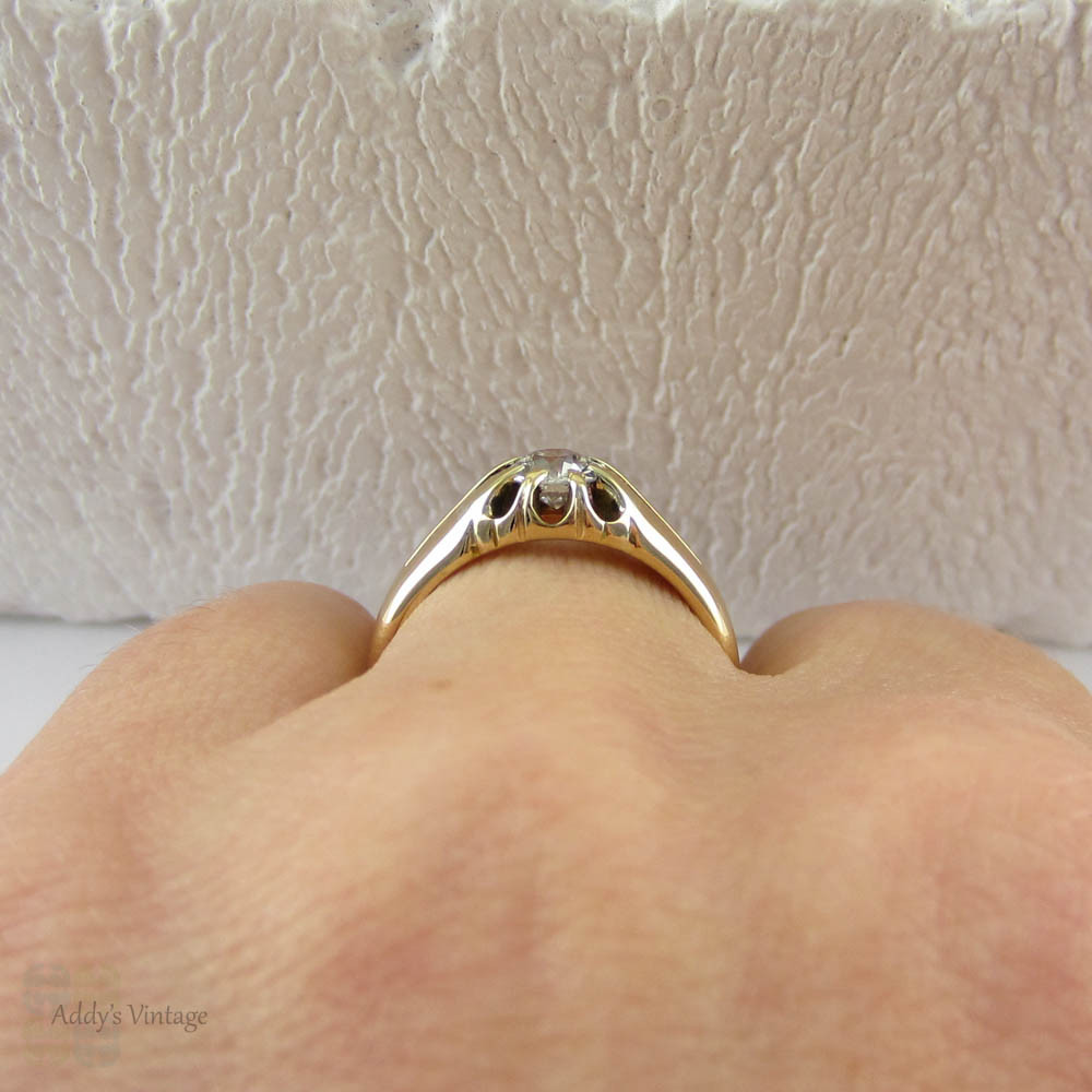 Deposit - Victorian Gentleman's Old Mine Cut Diamond Ring in 18 Carat Yellow Gold. Men's Gypsy Style Antique Single Stone Ring.