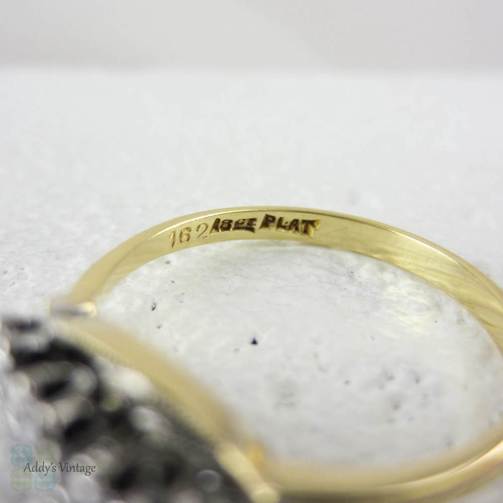 Art Deco Diamond Twist Ring, Three Stone Swirl Style Ring with Milgrain Beading, 18 Carat Gold & Platinum, Circa 1930s.