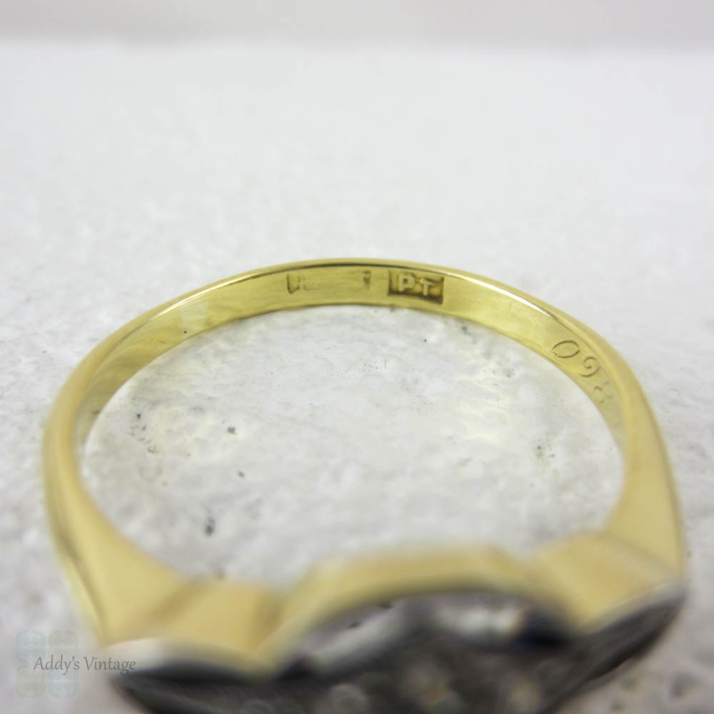 Art Nouveau Diamond Engagement Ring, Pretty 4 Stone Diamond Ring in Unique Pierced Geometric Design, 18 Carat Platinum.