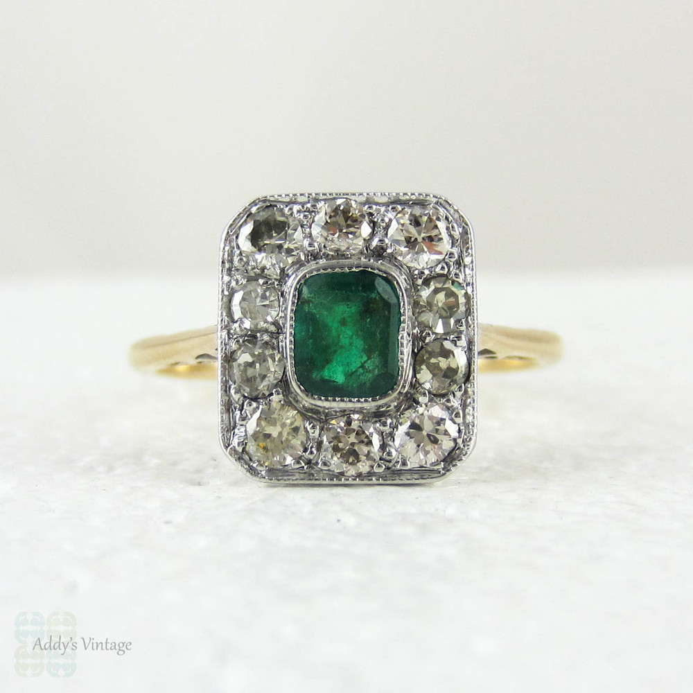 Lovely Rectangle Ring - Natural Emerald, Solid Gold | Silver Embrace Jewelry  D148