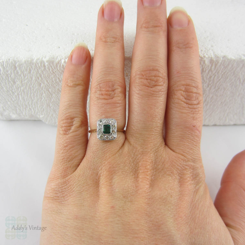 14K Yellow Gold Three Stone Square Emerald Ring – Adriana Fine Jewelry