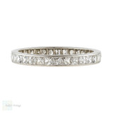 Platinum French Cut Diamond Eternity Ring, Full Hoop Wedding Band. Size O / 7.25.
