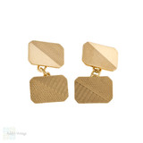 Vintage 9ct Gold Cuff Links, Mid 20th Century Engine Turned Double Faced 9k Cufflinks.