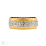 Vintage 22ct & Platinum Engraved Wedding Ring, Heavy Wide 22k Gold Band Size N / 6.75. Vintage 22ct & Platinum Engraved Wedding Ring, Heavy Wide 22k Gold Band Size N / 6.75.