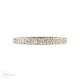 Art Deco Diamond Eternity Ring, 18ct White Gold Wedding Band Size Q / 8.25.