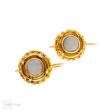 Antique Opal 18ct Gold Earrings, Rope Detail Boarder.