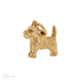Antique 9ct Gold Scottie Dog Pendant, Small 9k Yellow Gold Charm.