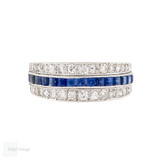 Art Deco Sapphire & Diamond Triple Row Half Hoop Band, 18ct & Platinum.