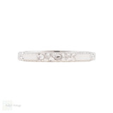 Art Deco Engraved 18ct Floral & Ribbon Design Wedding Ring, Size K.5 / 5.75.