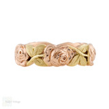 Vintage Floral Wedding Band, 14k Two Tone Rose & Green Gold Ring Size L / 6.5