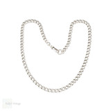 Antique Sterling Silver Curb Link Watch Chain, 17" Necklace with Swivel Dog Clip. Antique Sterling Silver Curb Link Watch Chain, 17" Necklace with Swivel Dog Clip.