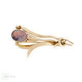 Vintage 9ct Gold Fiery Opal Floral Design Brooch. Vintage 9ct Gold Fiery Opal Floral Design Brooch.