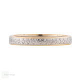 Vintage Platinum & 22ct Gold Floral Engraved Two Tone Band, Size K.5 / 5.75. Vintage Platinum & 22ct Gold Floral Engraved Two Tone Band, Size K.5 / 5.75.