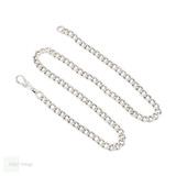 Antique Edwardian Sterling Silver Curb Link Watch Chain, 18" Necklace with Dog Clip. Antique Edwardian Sterling Silver Curb Link Watch Chain, 18" Necklace with Dog Clip.