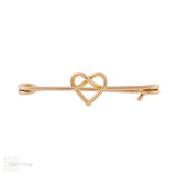 Antique Murrle Bennett 9ct Gold Heart Safety Pin Brooch.