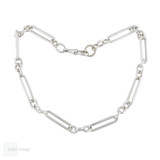 Antique Trombone Link Sterling Silver Albert Chain Necklace, 39 cm.