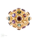 Vintage Sputnik 14k Gold Ring, Mid 20th Century Multi Gemstone Design.
