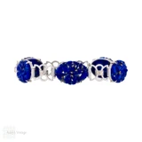 Vintage Carved Lapis Lazuli 9ct White Gold Bracelet