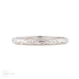 Antique Engraved Platinum Wedding Ring, Size K / 5.25.