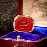 Antique Georgian Intaglio Dove with Olive Branch Carved Carnelian Fob