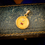 Vintage Laurel  Design French Qu'Hier Que Demain 18ct Gold Ruby & Diamond Augis Pendant.