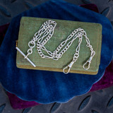 Sterling Silver Antique Fancy Link Double Albert Chain Necklace, 42.5 cm.