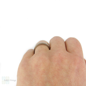 Platinum Art Deco Eternity Ring, Full Hoop Diamond Wedding Ring, Bead Set Diamonds in Platinum. Circa 1920s, Size O / 7.25.