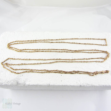 RESERVED. Antique Long Guard Chain, Fancy Twisted Link 9 Carat Rose Gold Chain Necklace, Circa 1900s. 144 cm / 56 inches, 25 grams.