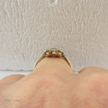 Art Deco Square Shape Engagement Ring, Square Shape Vintage Diamond Cluster Ring with Pierced Design & Milgrain Beading.