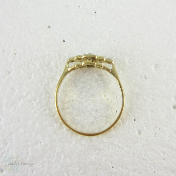 Art Deco Step Design Diamond Engagement Ring, Pave Set 1930s Geometric Shape Diamond Ring with Milgrain Beading in 18 Carat & Platinum.