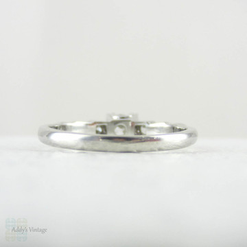 Balance - Vintage Old Mine Cut Diamond Engagement Ring in Platinum. Three Stone Antique Diamond Ring in Fishtail Style Stepped Setting, Circa 1930s.