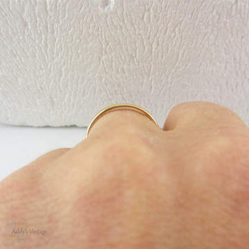 Antique Wedding Band in 22 Carat Gold & Platinum. Very Narrow D Profile Wedding Band, Marked Century, Circa 1900s.Size N / 6.75.