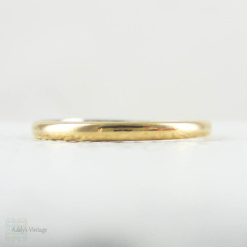 Antique Wedding Band in 22 Carat Gold & Platinum. Very Narrow D Profile Wedding Band, Marked Century, Circa 1900s.Size N / 6.75.