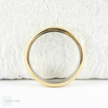 Vintage 1940s Wedding Ring, 9 Carat Yellow Gold with Platinum Lining Narrow D Shape Ladies Wedding Band.
