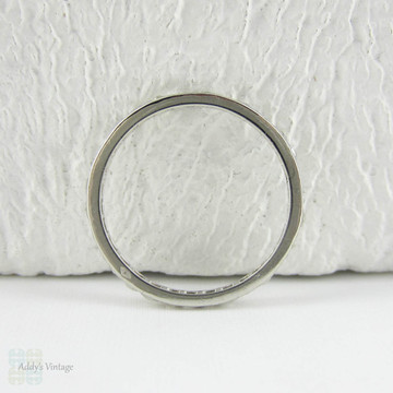 French Art Deco Platinum Eternity Ring, Rose Cut Diamond Full Hoop Pave Set Wedding Band. Circa 1920s, Size L / 5.75.