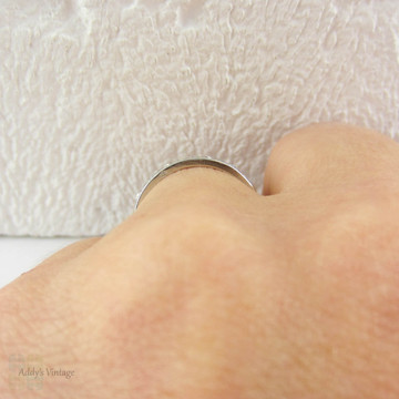 French Art Deco Platinum Eternity Ring, Rose Cut Diamond Full Hoop Pave Set Wedding Band. Circa 1920s, Size L / 5.75.