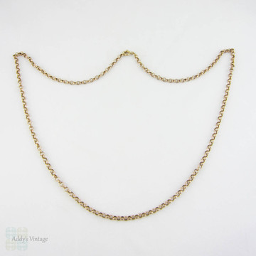 Antique 9 Carat Yellow Gold Chain Necklace, Belcher Link Style Chain with Spring Clasp. 52.5 cm / 20.75 inches long, 3.95 grams.