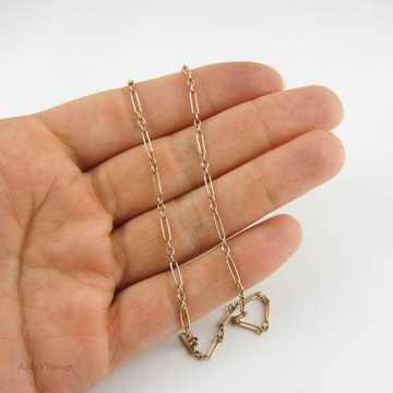 Rose Gold Chain Necklace, Vintage 9 Carat Rose Gold Long Oval & Short Round Alternating Link Necklace Chain, 44.5 cm / 17.5 cm.