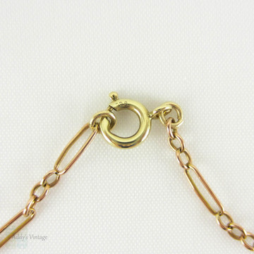 Rose Gold Chain Necklace, Vintage 9 Carat Rose Gold Long Oval & Short Round Alternating Link Necklace Chain, 44.5 cm / 17.5 cm.