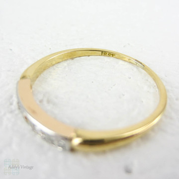 Antique Diamond Wedding Ring, 5 Stone Diamond Wedding Ring, Pave Set in Square Box Setting, 18 Carat Gold, Circa 1910s.