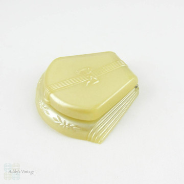 Art Deco Ring Box, Slender Wedding or Engagement Ring Display Case in Ivory Coloured Plastic, Circa 1930s.