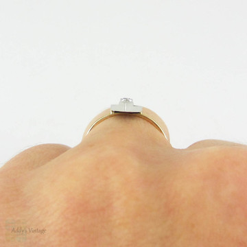 Art Deco Onyx & Diamond Ring, Bold Geometric Marquise Shaped Panel Conversion Ring, 14 Carat Gold.