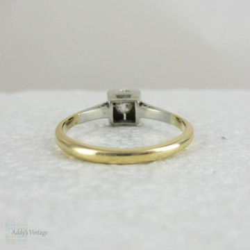 Antique Diamond Solitaire Engagement Ring. Old Mine Cut Diamond Solitiare Set in Platinum & Yellow Gold.