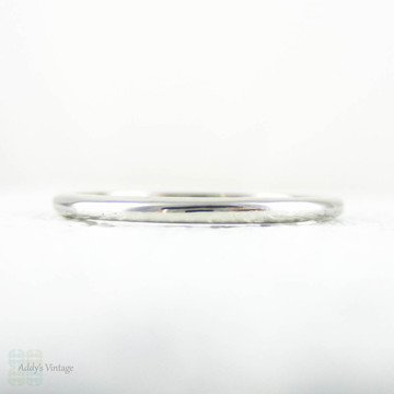 Narrow Ladies Platinum Wedding Ring, Vintage Slender Platinum Plain Wedding Band, Circa 1930s, Size P / 7.75.