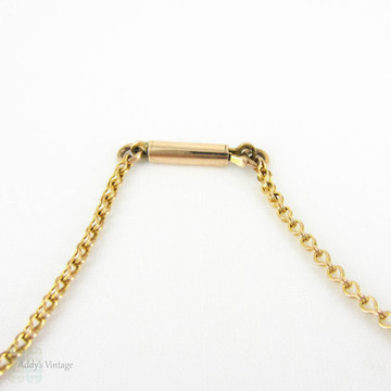 Antique 9 Carat Yellow Gold Chain Necklace, Double Link Belcher Style Chain with Barrel Clasp. 49 cm / 19.3 inches long, 2.9 grams.