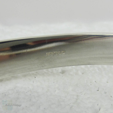 Striking Sterling Silver Cuff Bracelet with Curved Split Design. Shiny Bright Silver Vintage Bracelet.