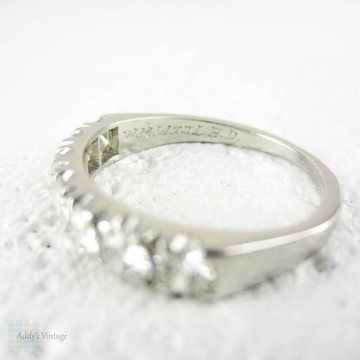 RESERVED. Vintage Diamond Wedding Ring, Platinum Mid 20th Century 7 Stone Diamond Anniversary Band. 0.63 ctw, Circa 1950s.