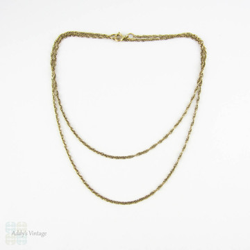 Vintage 9 Carat Gold Chain, Classic Rope Style Link Chain Necklace for Pendant. 56 cm / 22 inches long, 2.9 grams.