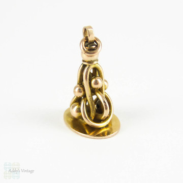 Antique 9 Carat Gold Fob, Decorative Ornate Blank Yellow Gold Fob Charm. Late Victorian to Edwardian Watch Fob Seal.
