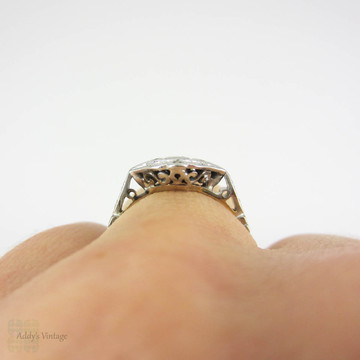 Vintage Art Deco Diamond Ring, 5 Stone Engraved Diamond Cluster Ring with Milgrain and Beaded Detail. Circa 1920s, 18ct & Platinum.